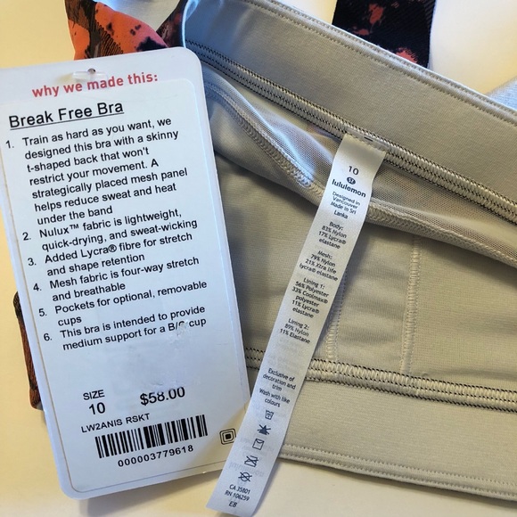 NWT LULULEMON Break Free Bra Size 10 - Picture 6 of 6